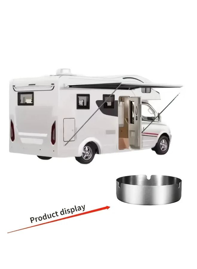 3 قطع من منافض السجائر الفضية المصنوعة من الفولاذ المقاوم للصدأ، مستديرة، كلاسيكية، لتزيين المنزل أو المكتب. - Image 5